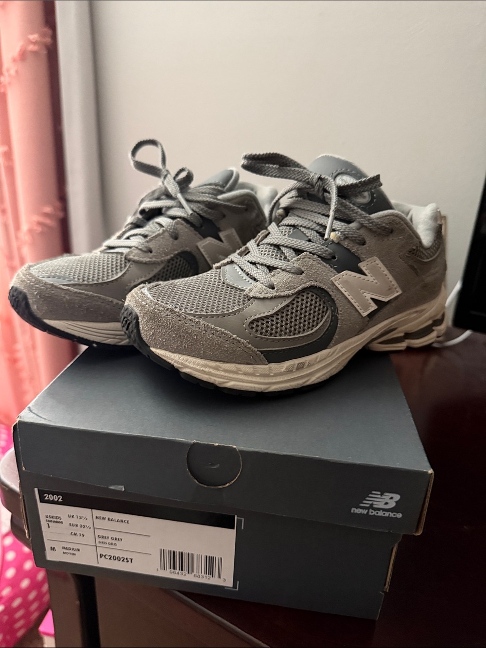 New Balance Kids Gray Mesh & Suede Sneakers
